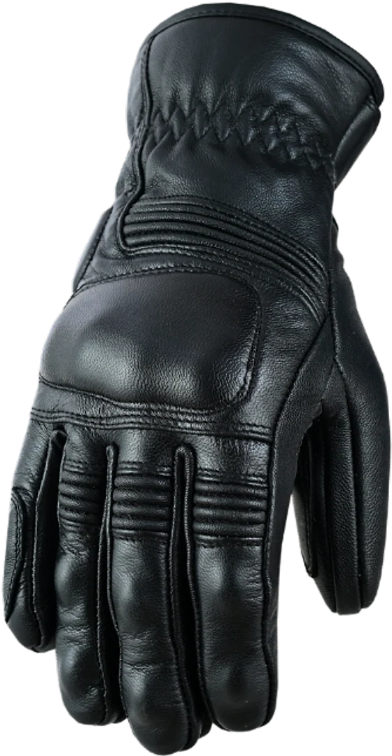 Black leather motorcycle glove