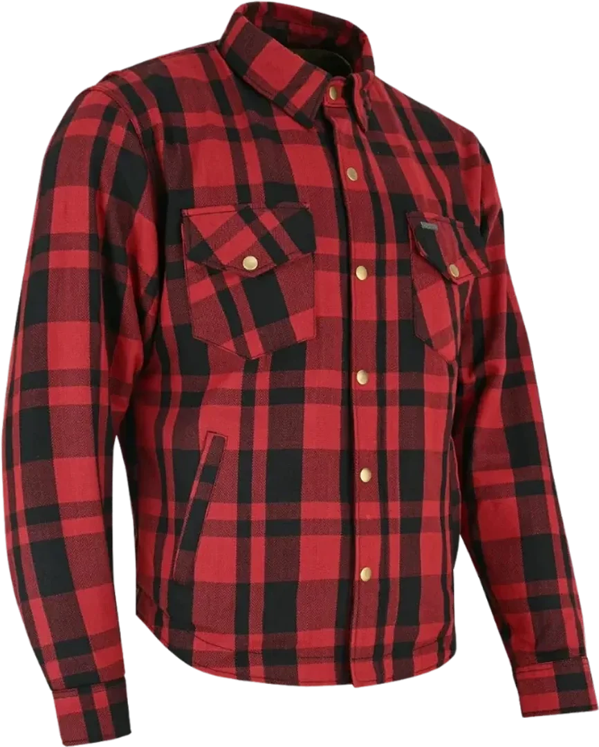 Red and black flannel riding shirt